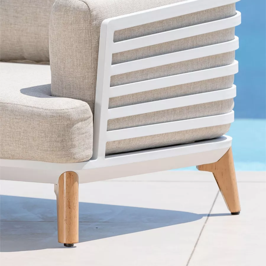Salon de jardin aluminium 5 places 5 pcs Monte Carlo Blanc et taupe