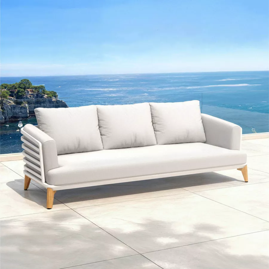 Salon de jardin aluminium 9 places 12 pcs Monte Carlo Blanc et gris clair
