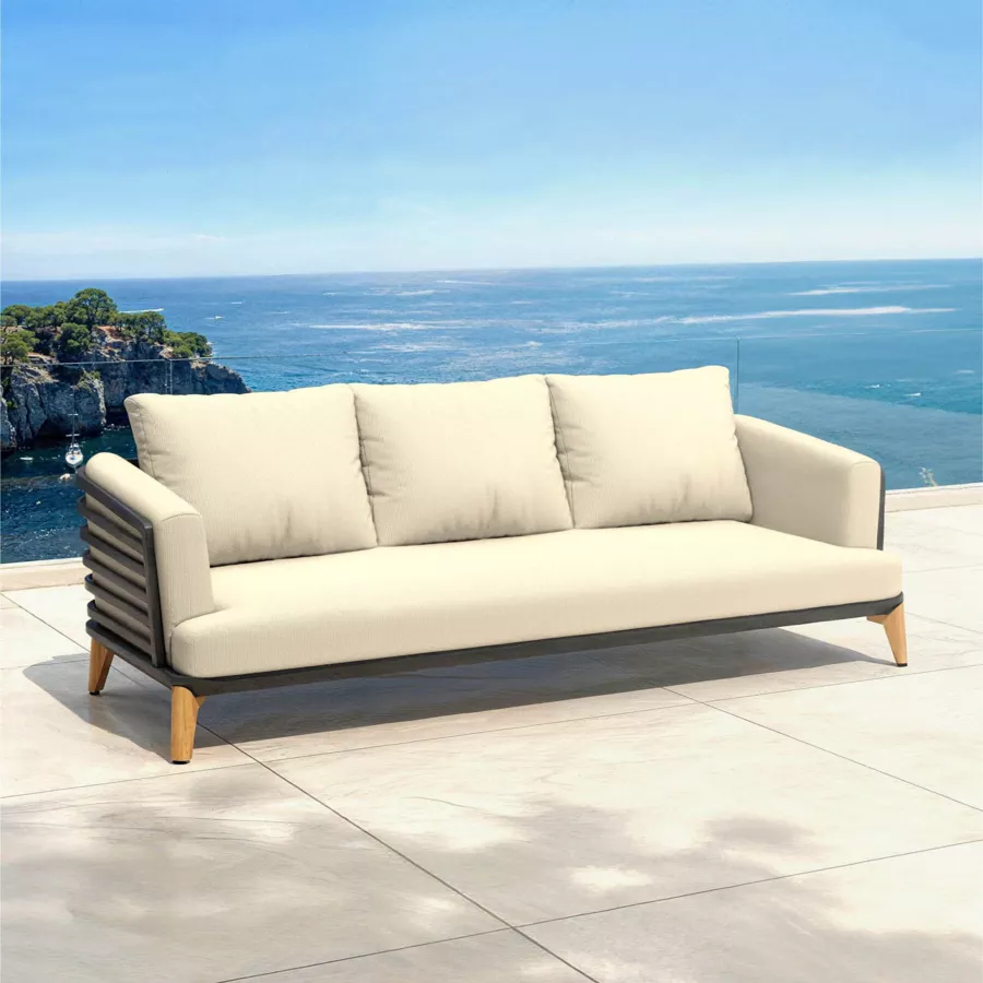 Salon de jardin aluminium 9 places 12 pcs Monte Carlo Gris anthracite et beige