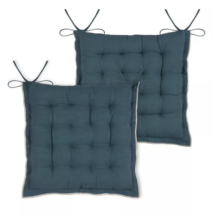 Coussin de chaise carré coton (38 x 38 cm) Helios Bleu
