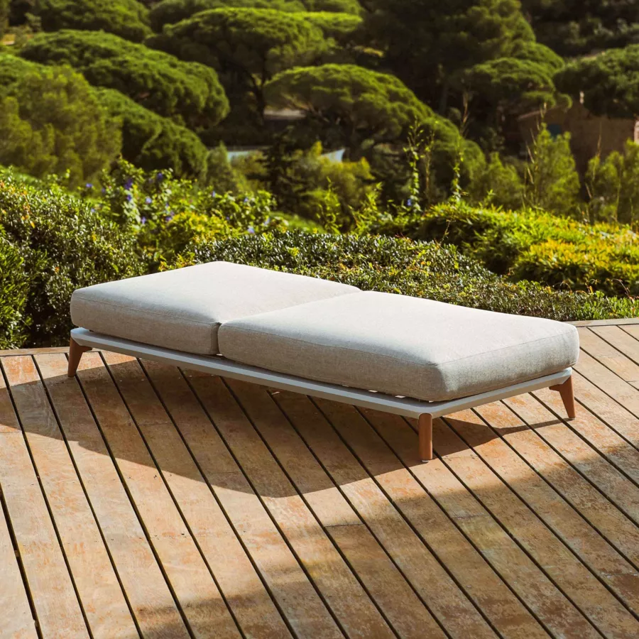 Tumbona de aluminio Monte Carlo Blanco y topo