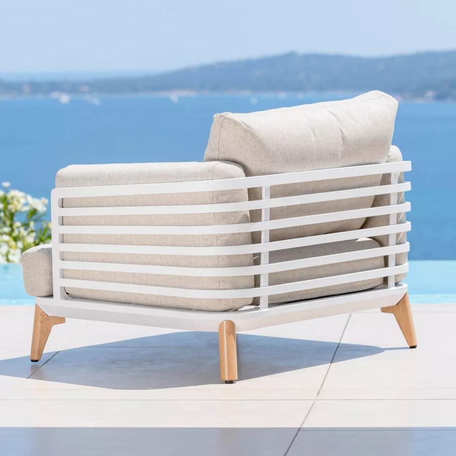 Tuinfauteuil van aluminium Monte Carlo Wit en taupe