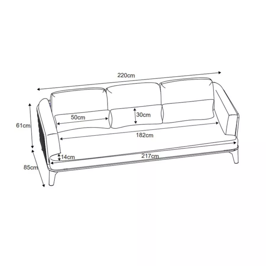 Canapé de jardin en aluminium 3 places Monte Carlo Gris anthracite et taupe