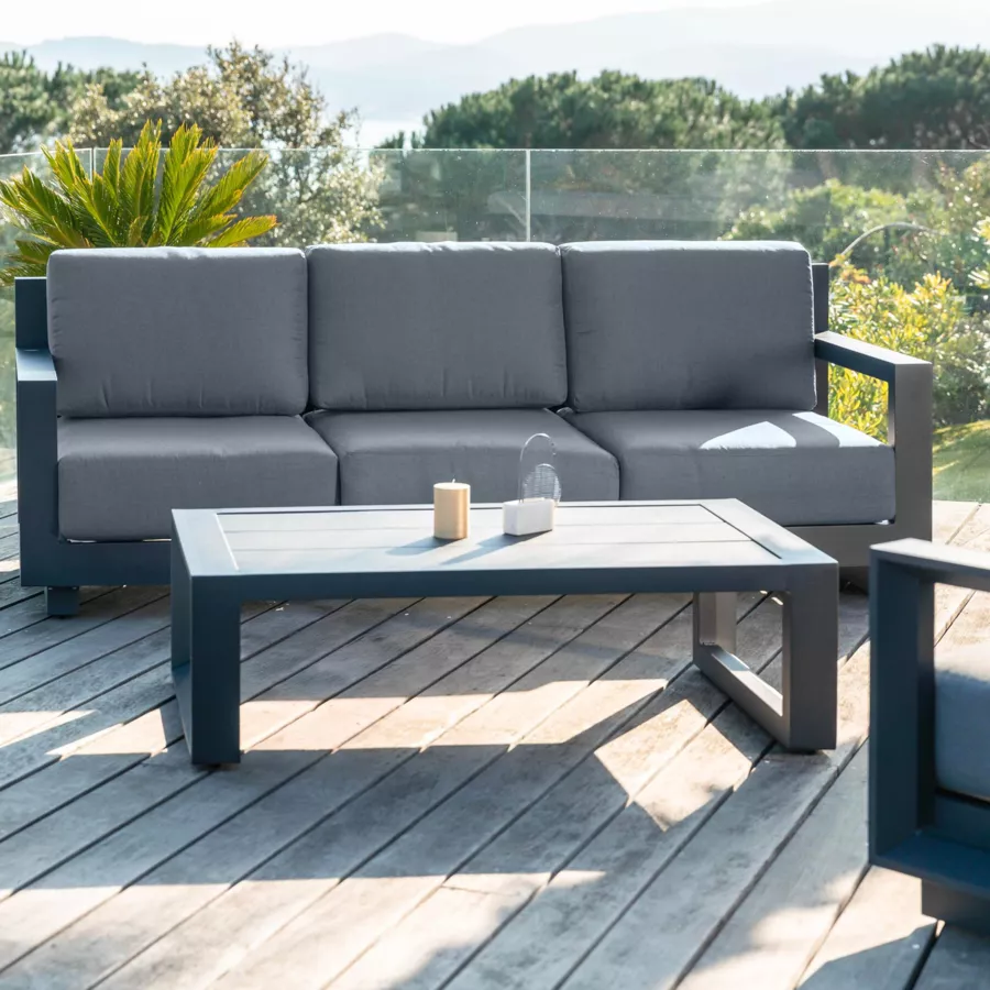 SofÃ¡ de jardÃ­n en aluminio 3 plazas Elba Gris antracita