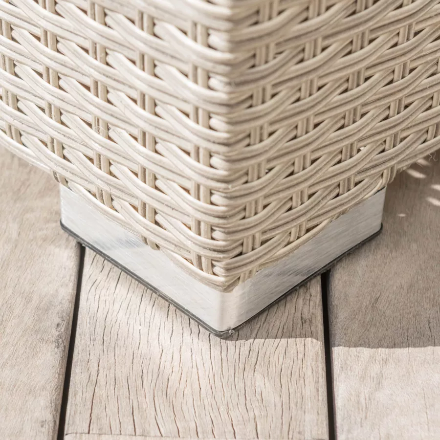 Salotto da giardino in resina intrecciata 4 posti 5 pezzi Palma Grigio e beige