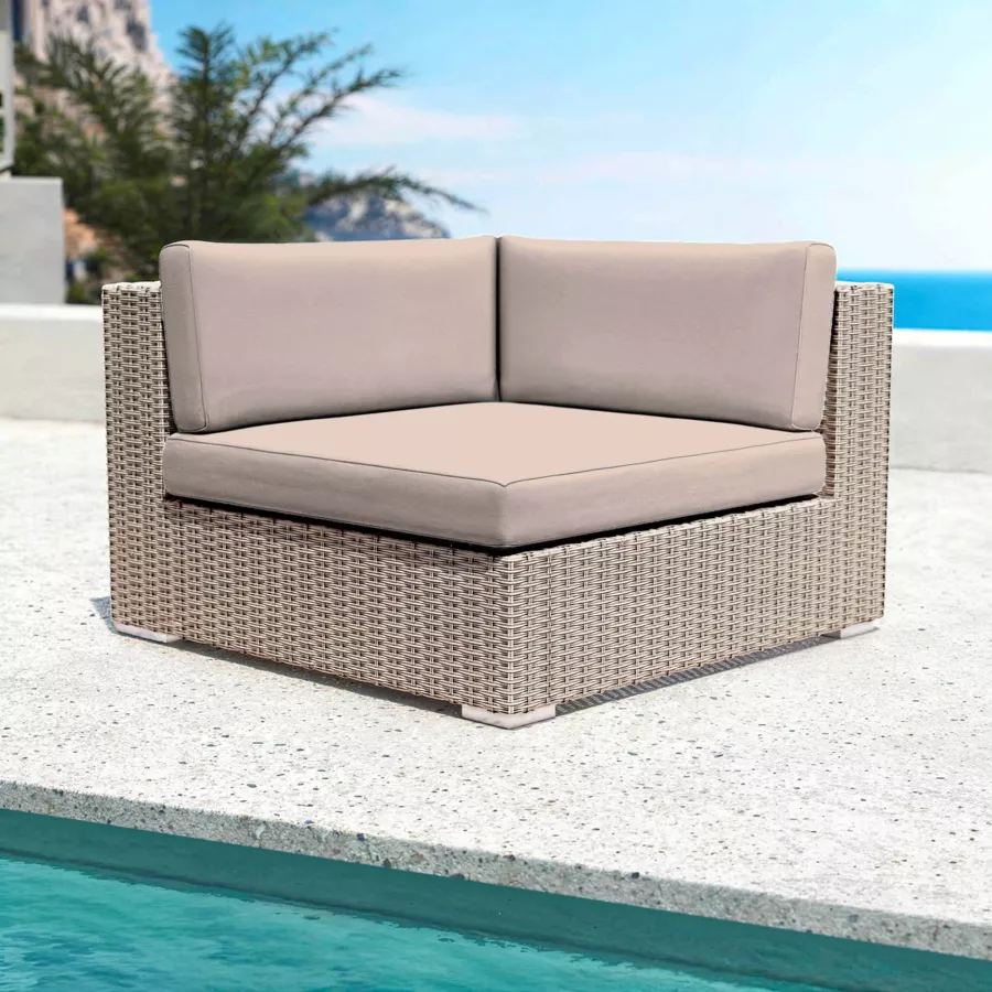 Salon de jardin en résine tressée 9 places 9 pcs Palma Gris et taupe