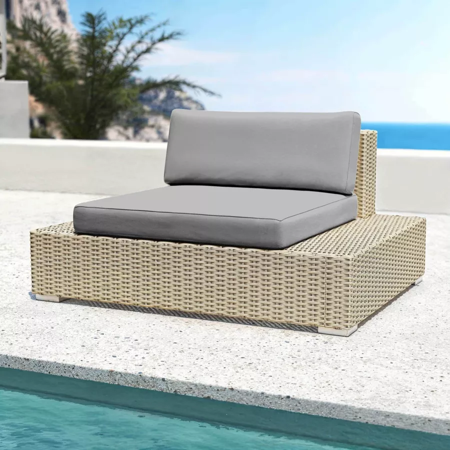 Salon de jardin en résine tressée 9 places 9 pcs Palma Gris et anthracite