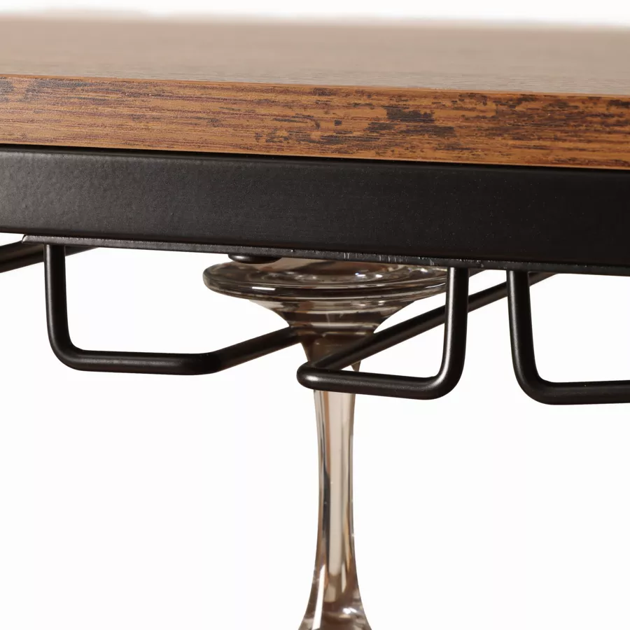 Meuble range-bouteilles industriel 32 emplacements et porte-verres (H180 cm) Marceau Marron