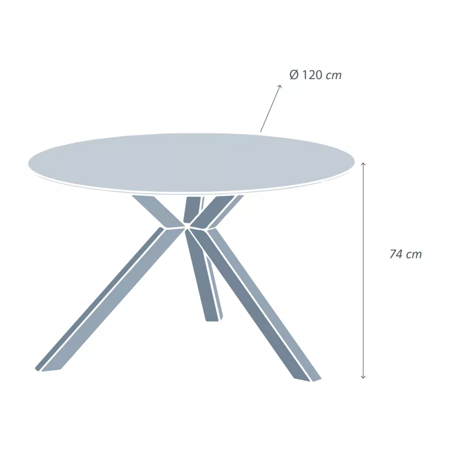 Mesa de jardín 6 personas Aluminio/Cerámica Kore (D120 cm) - Blanco/Gris claro