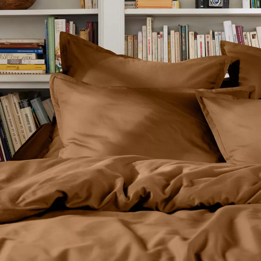 EM - Taie de traversin ¯ 27 x 185 cm Percale unie CALI Camel