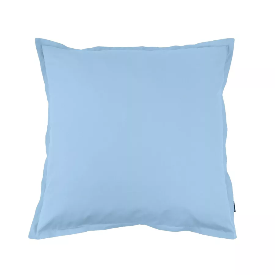 EM - Taie d'oreiller volant plat 65 x 65 cm Percale unie CALI Bleu ciel