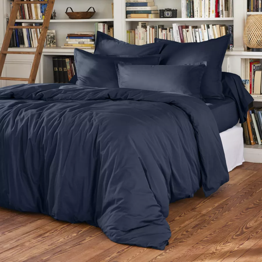 Taie d'oreiller rectangulaire percale de coton (50 x 80 cm) Cali Bleu marine