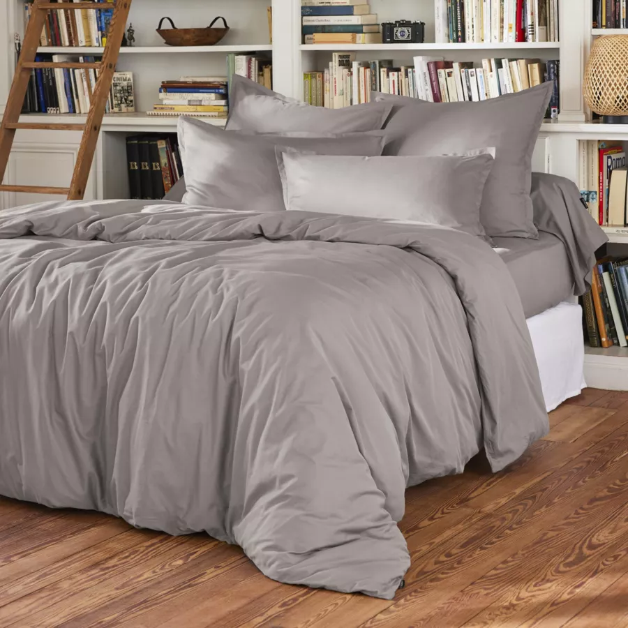 Drap housse percale de coton (90 x 190 cm) Cali Gris clair