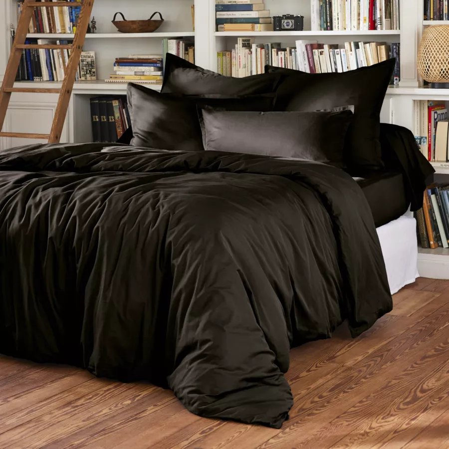Taie de traversin percale de coton (L185 cm) Cali Noire