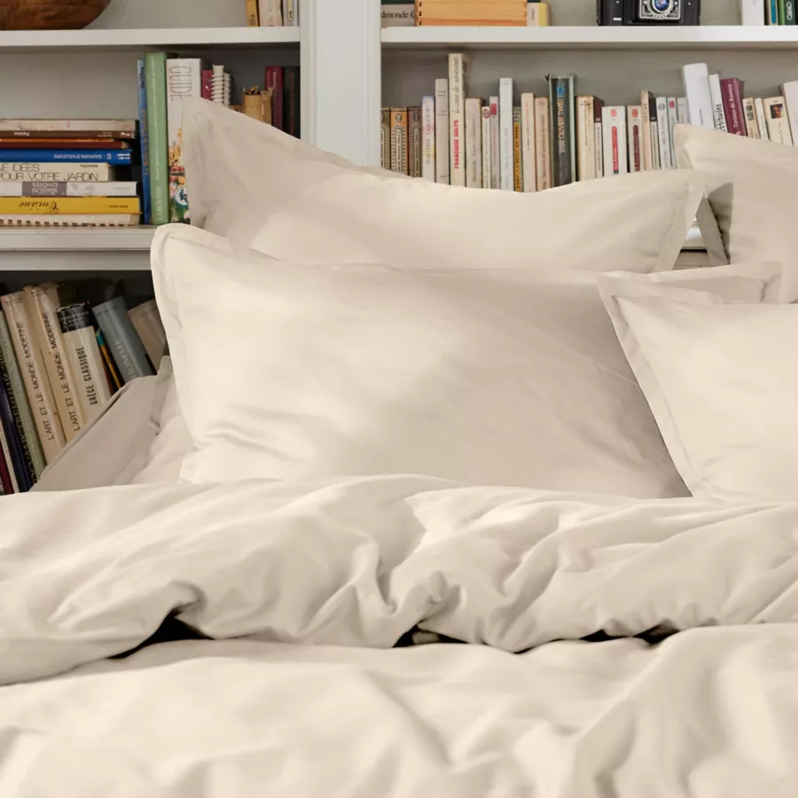 Drap plat percale de coton (180 x 290 cm) Cali Beige