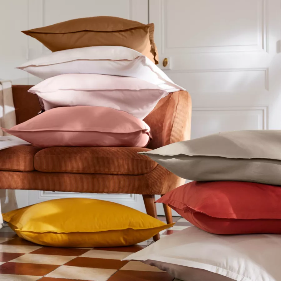 EM - Drap plat point bourdon 270 x 300 cm Percale unie CALI Taupe