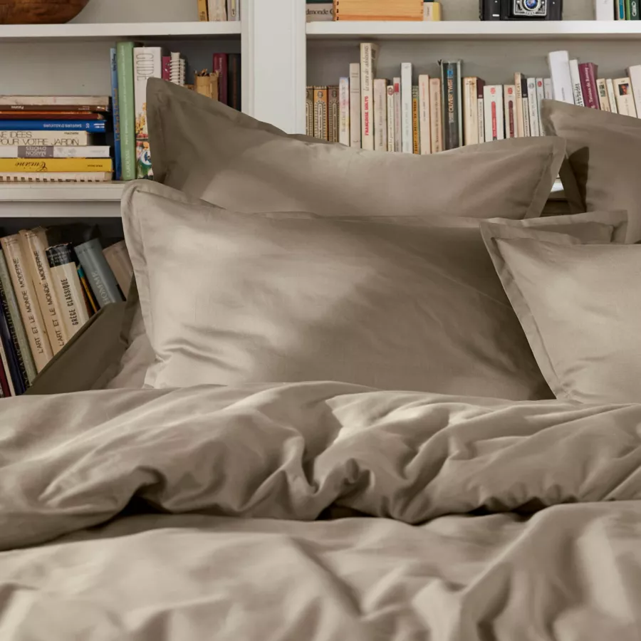 EM - Housse de couette 140 x 200 cm Percale unie CALI Taupe