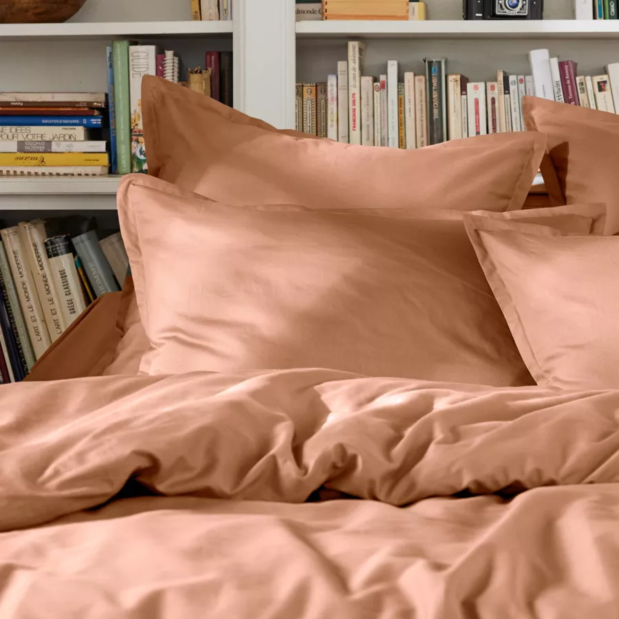 EM - Drap plat point bourdon 240 x 300 cm Percale unie CALI Rose pche