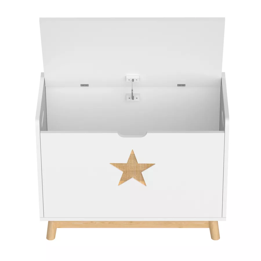 Coffre à jouet avec couvercle enfant bois (H51 cm) Stars Blanc