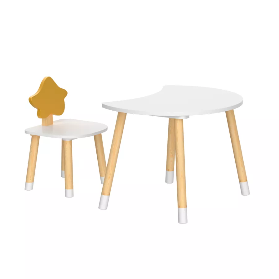 Table et 1 chaise enfant bois (H44 cm) Stars Blanc