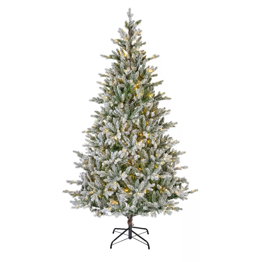 Sapin de Noël artificiel lumineux 430 LED H210 cm Allix Vert enneigé