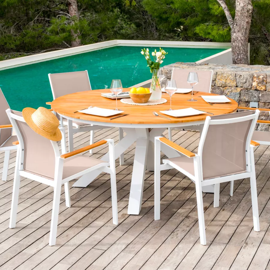 Fauteuil de jardin alu empilable Bali - Blanc 4
