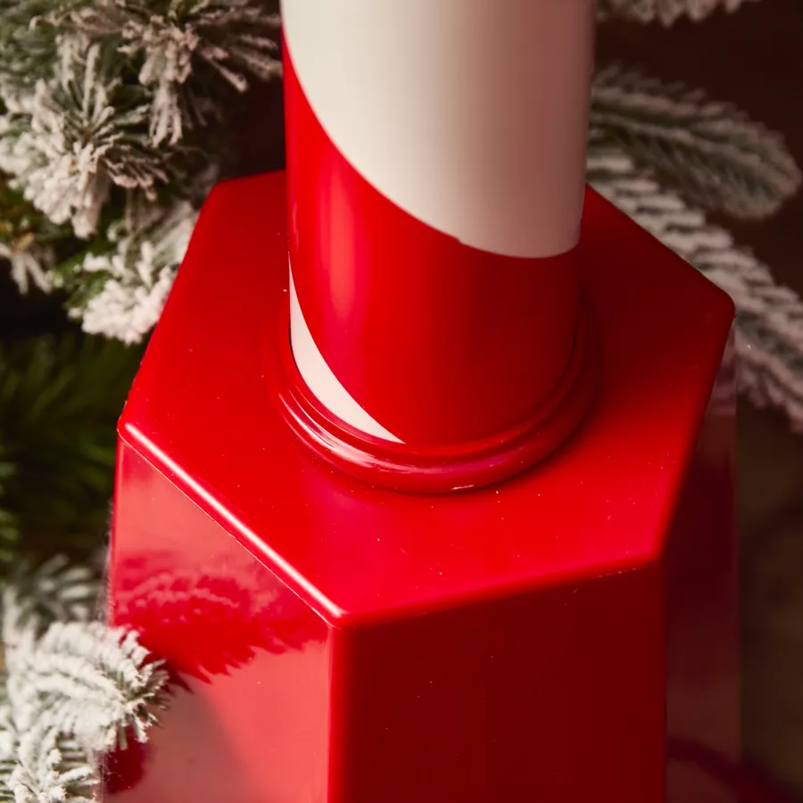 Lampadaire de Noël illuminé et animé 33 LED (H180 cm) Neige tombante Rouge