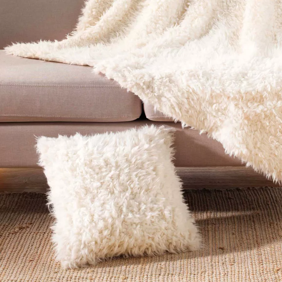 Coussin DŽhoussable (45 x 45 cm) Mouton, Imitation Fourrure/Suede