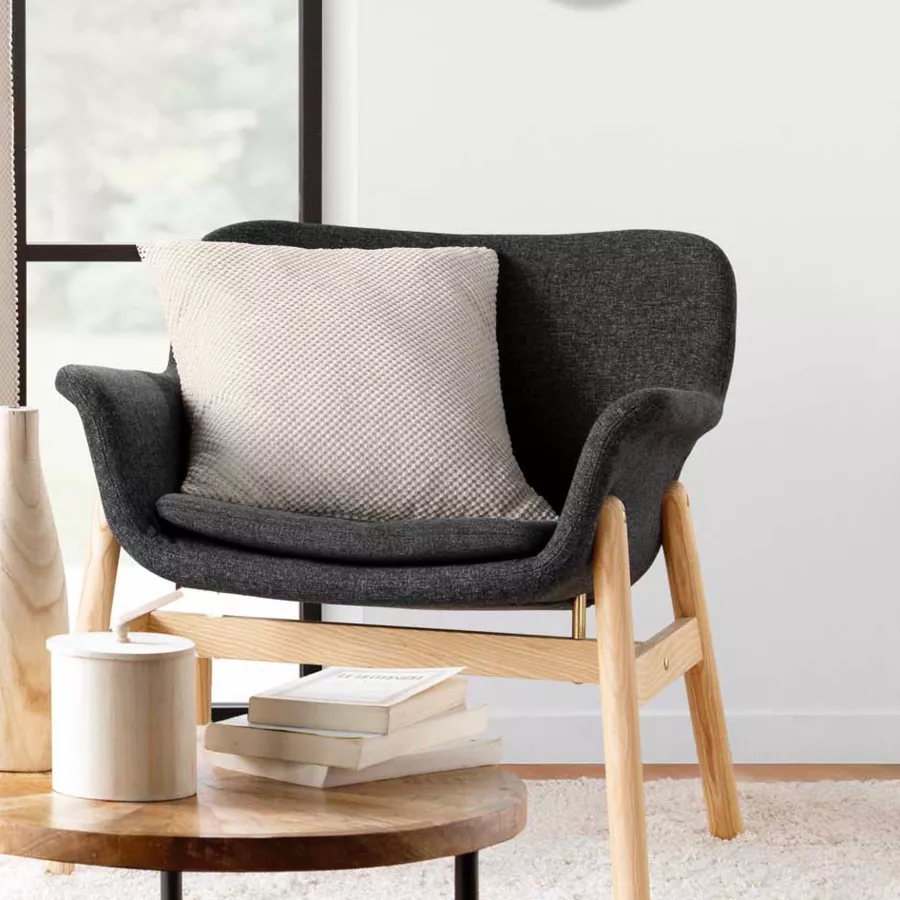 Coussin DŽhoussable (45 x 45 cm) Java Naturel, Flanelle Relief Unie