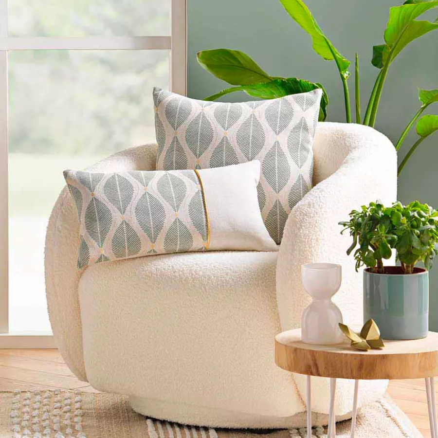 Coussin DŽhoussable (30 x 50 cm) Maho Sauge, Polycoton ImprimŽ MŽtallisŽ