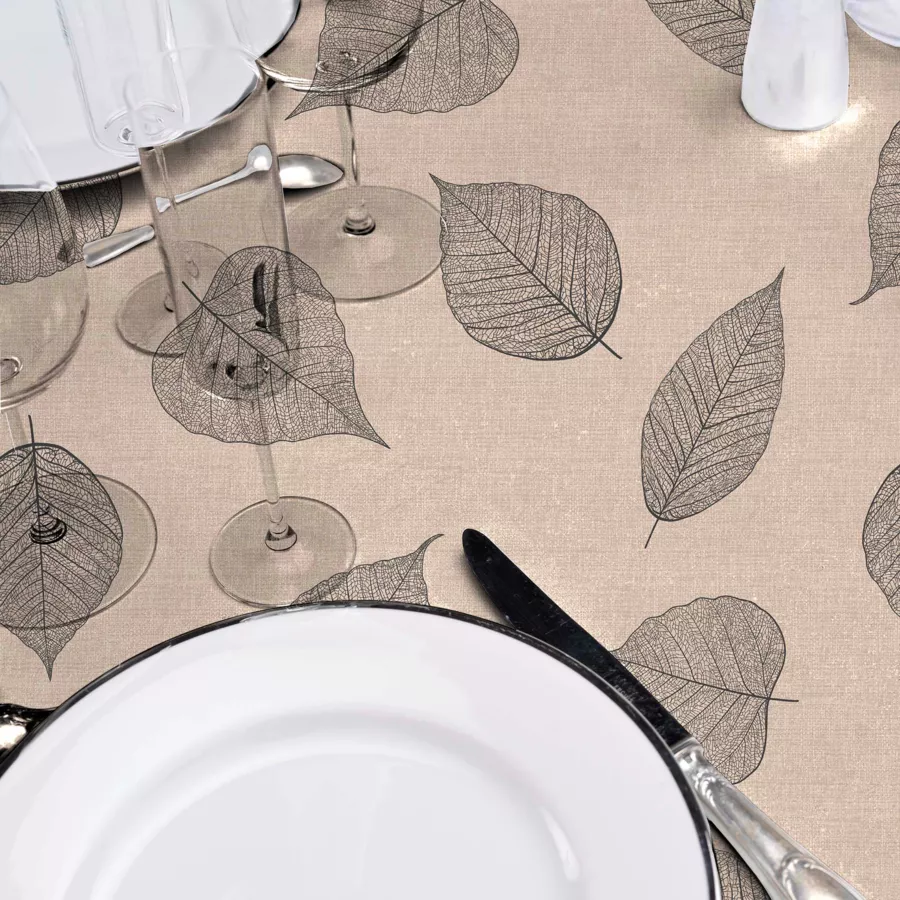 Nappe Ronde (¯ 160 cm) Feuillys Lin, PVC Textilia