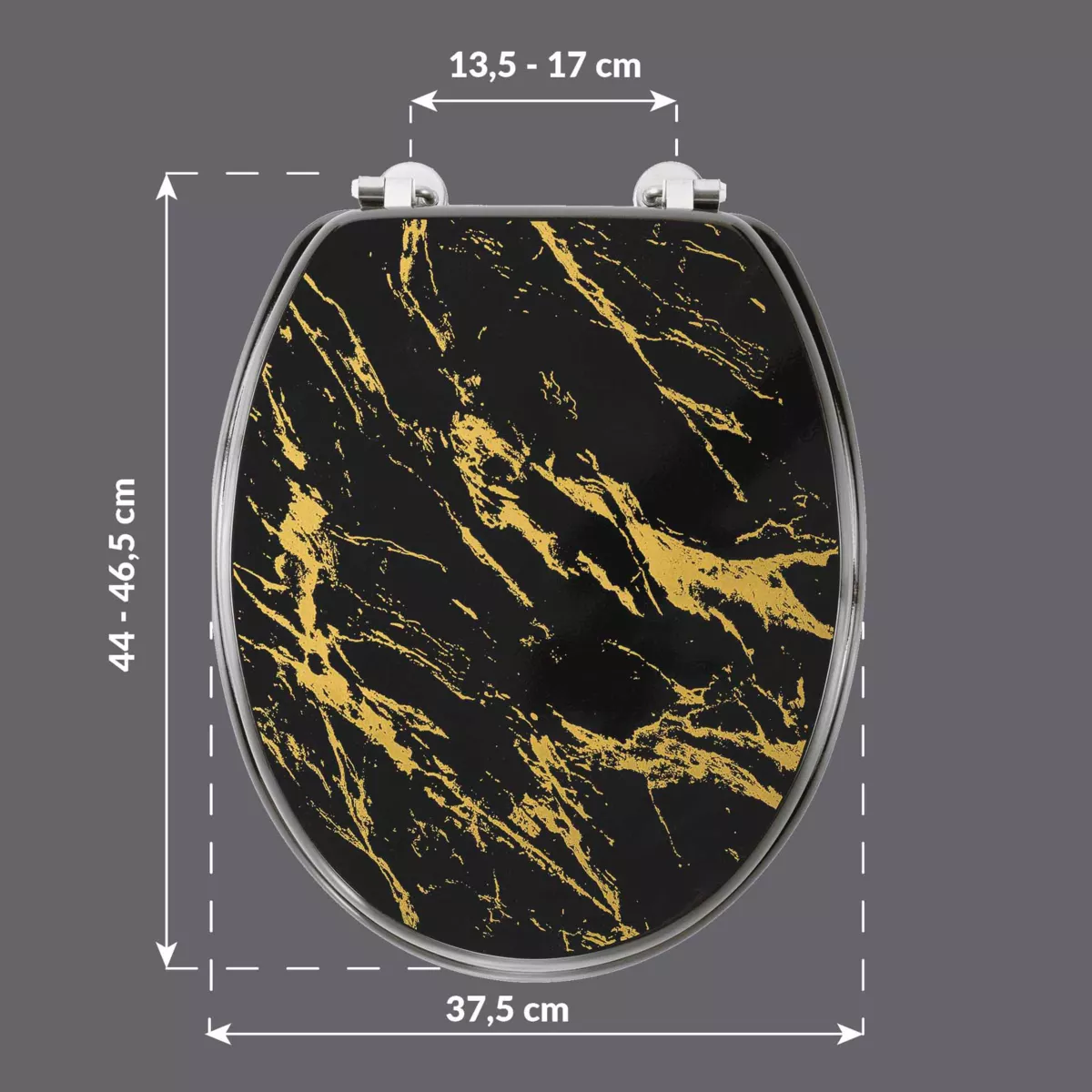 Asiento de inodoro 18 pulgadas MDF efecto mármol Aquamarbre Negro