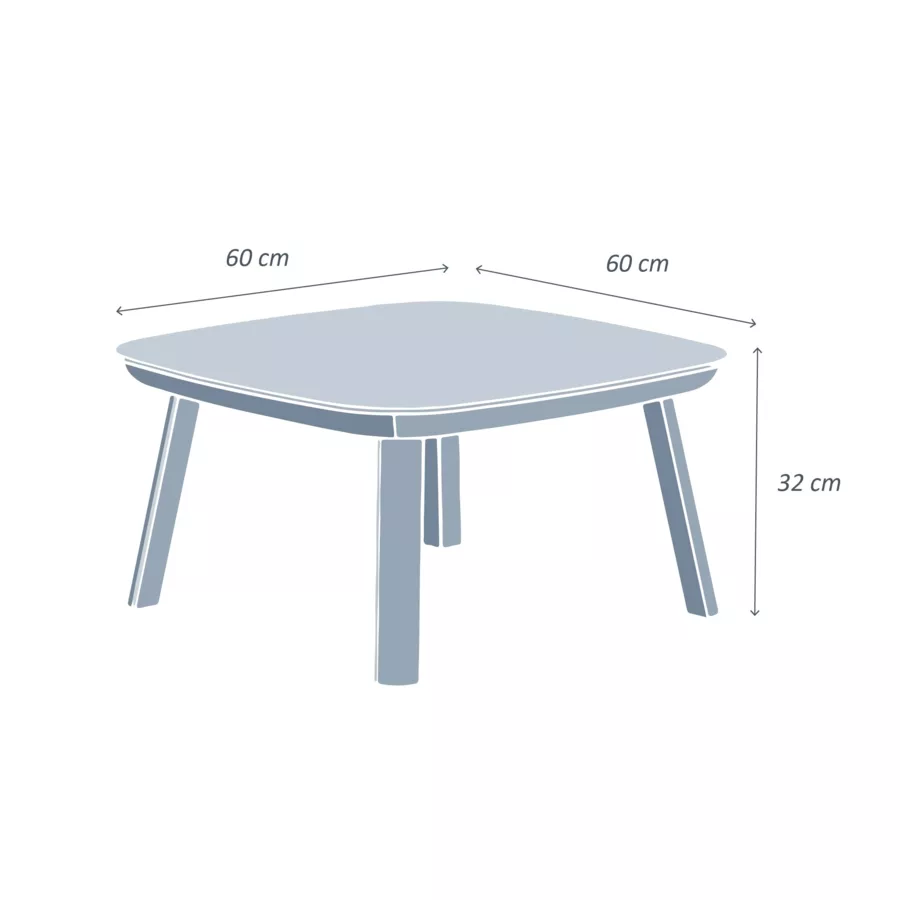 Vierkante tuin salontafel van aluminium Amalfi Antracietgrijs