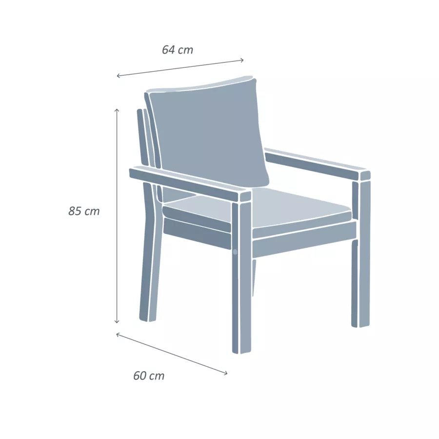 Lote de 2 sillones apilables de jardín en madera de acacia Bornéo Gris antracita