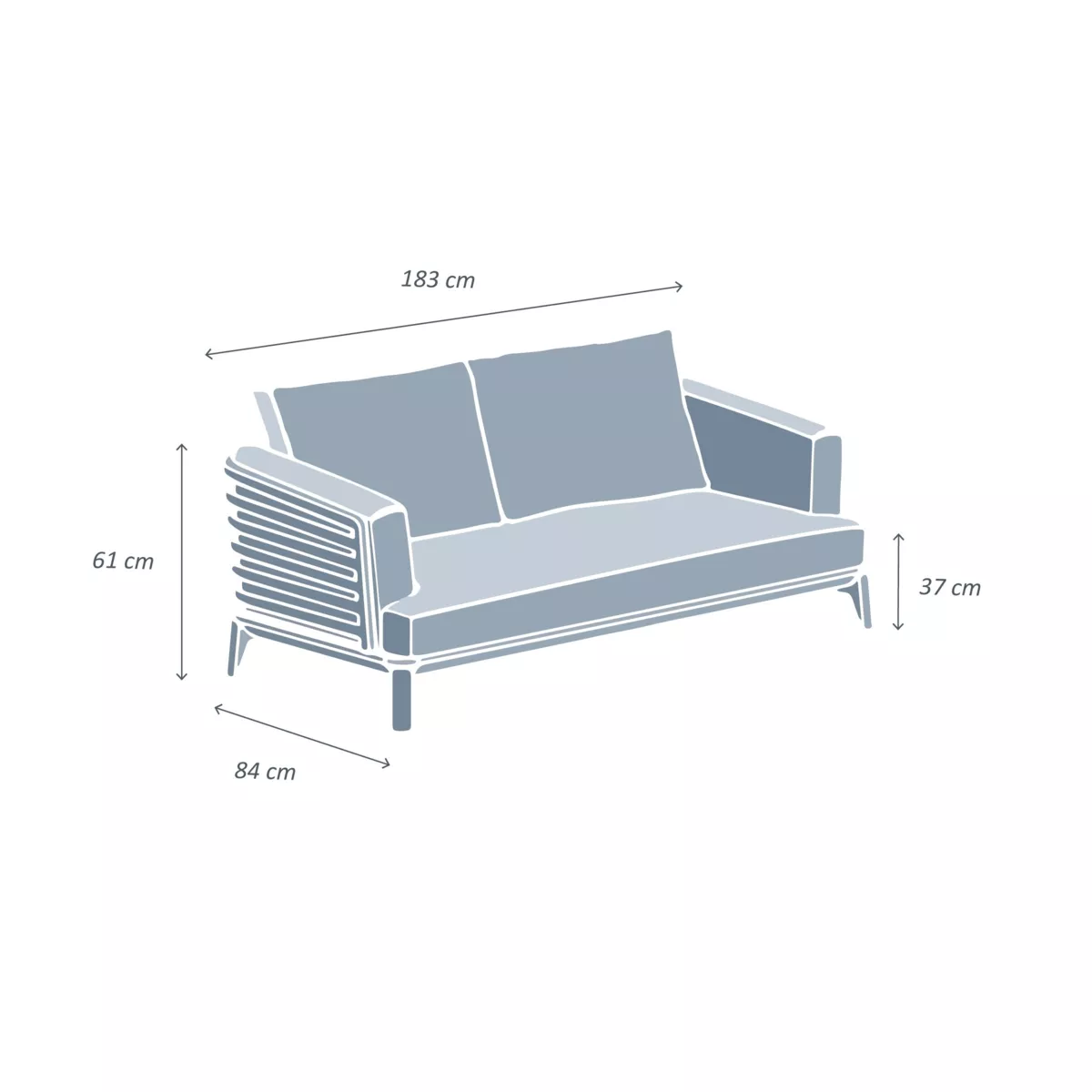 Sofá de jardín de aluminio 2 plazas Monte Carlo Gris antracita y gris claro