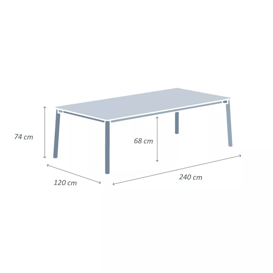 Table de jardin rectangulaire en aluminium 10 places (240 x 120 cm) Monte Carlo Gris anthracite