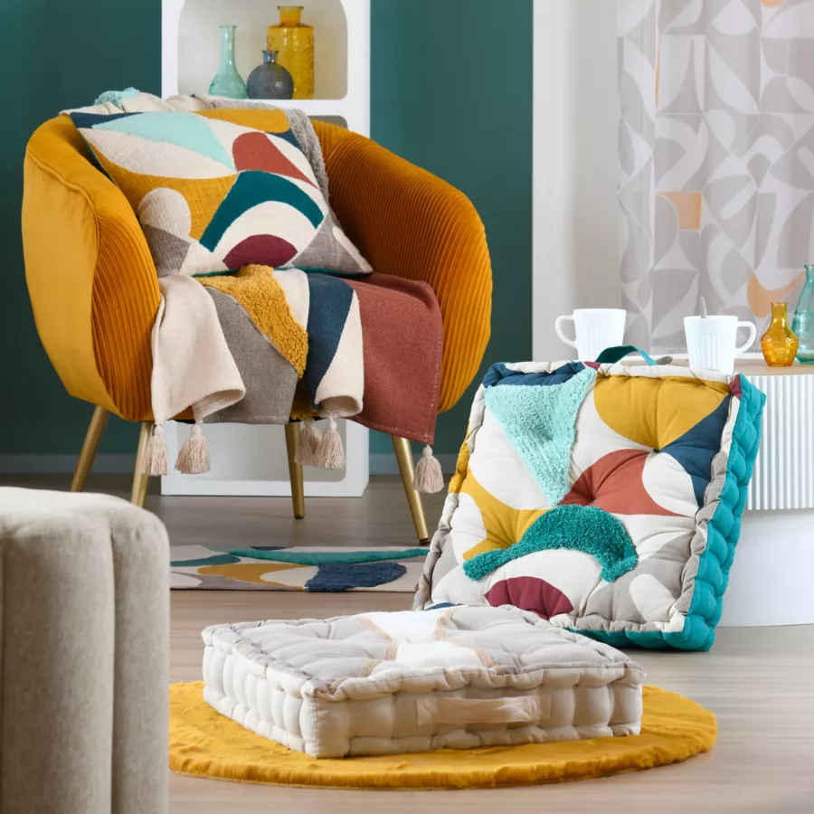 COUSSIN DE SOL BLOKKEN MULTICOLORE 45X45X10
