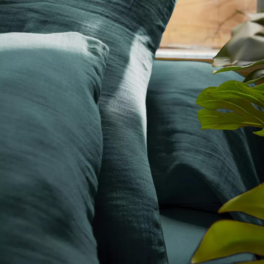 Drap housse gaze de coton (140 x 190 cm) Gaïa Vert sapin