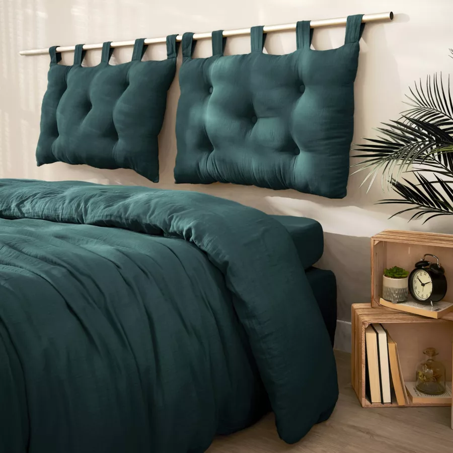 Tête de lit coussin gaze de coton (80 x 50 cm) Gaïa Vert sapin