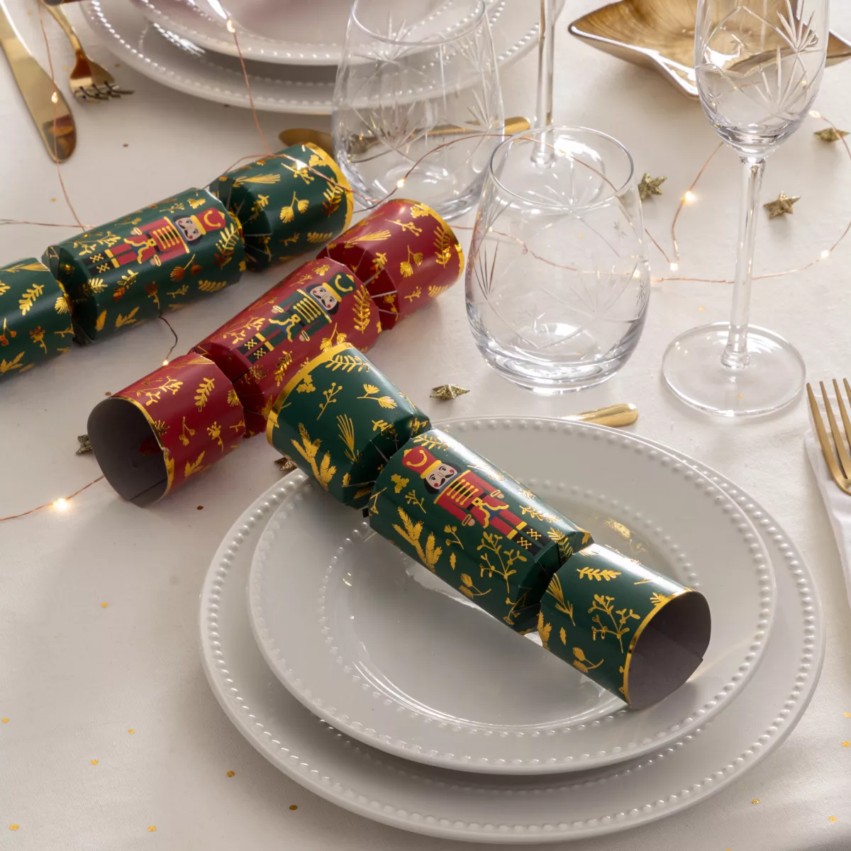 Lote de 6 crackers de Navidad Soldados Cascanueces Verde y Rojo