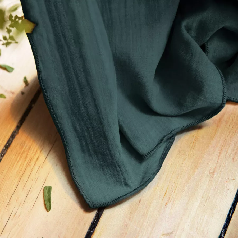 Nappe rectangulaire gaze de coton (150 x 350 cm) Gaïa Vert Sapin