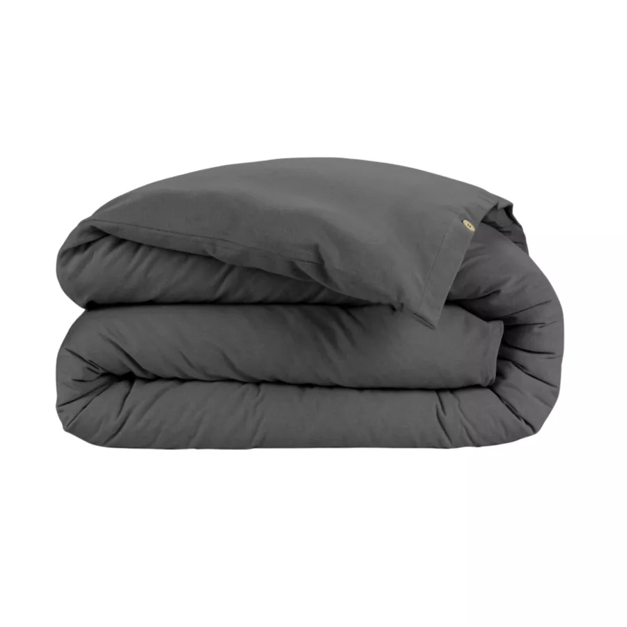 Housse de couette flanelle de coton (200 x 200 cm) Nina Gris anthracite