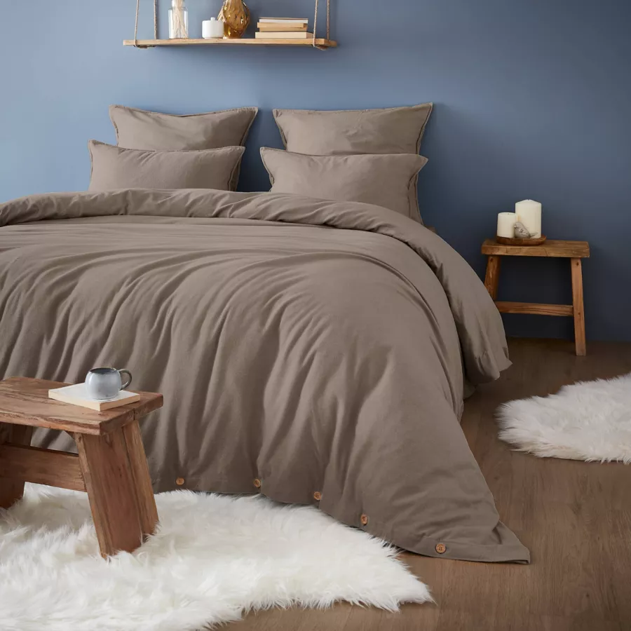 marque eminza - Taie d'oreiller 50 x 70 cm Flanelle unie NINA Unie Ficelle