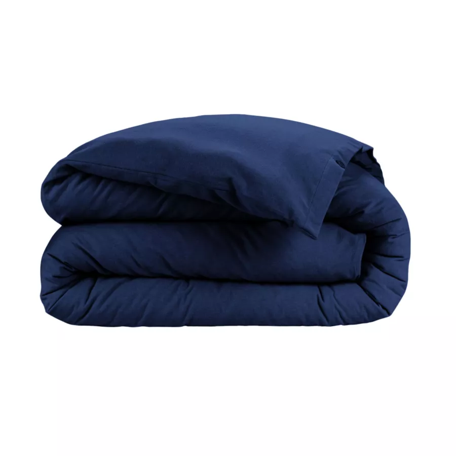 Housse de couette flanelle de coton (140 x 200 cm) Nina Bleu nuit