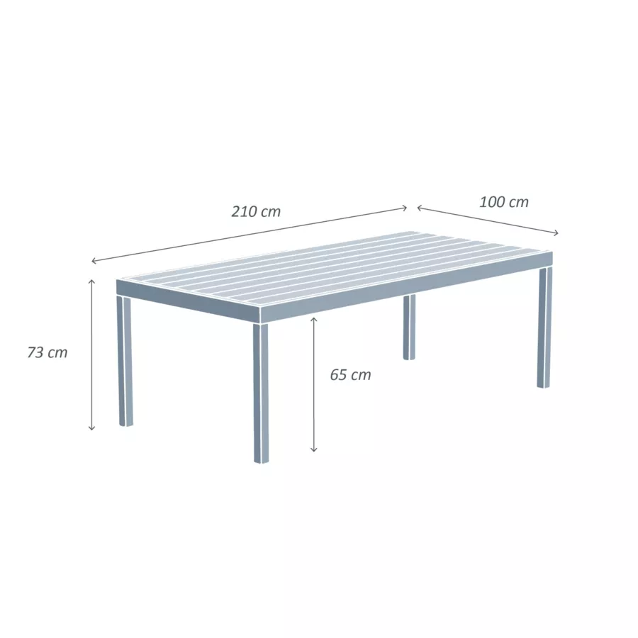 Tuintafel 8 personen Aluminium Murano (210 x 100 cm) - Antraciet
