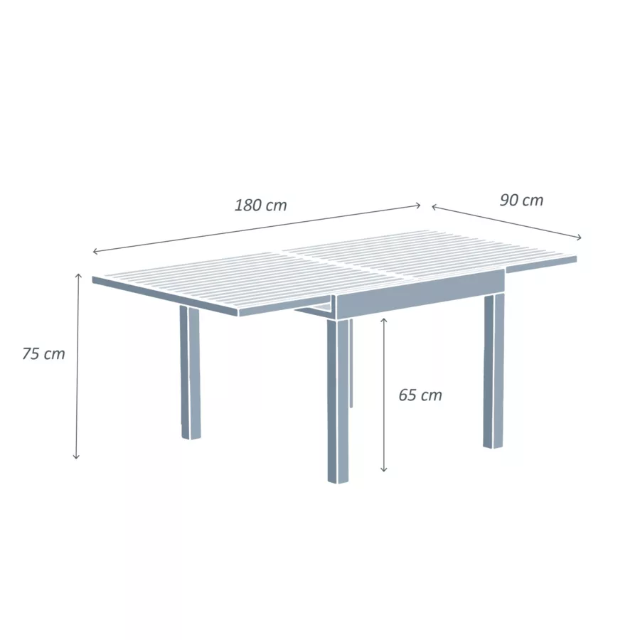 Uitschuifbare tuintafel van aluminium voor 8 personen (90/180 x 90 cm) Murano Brons