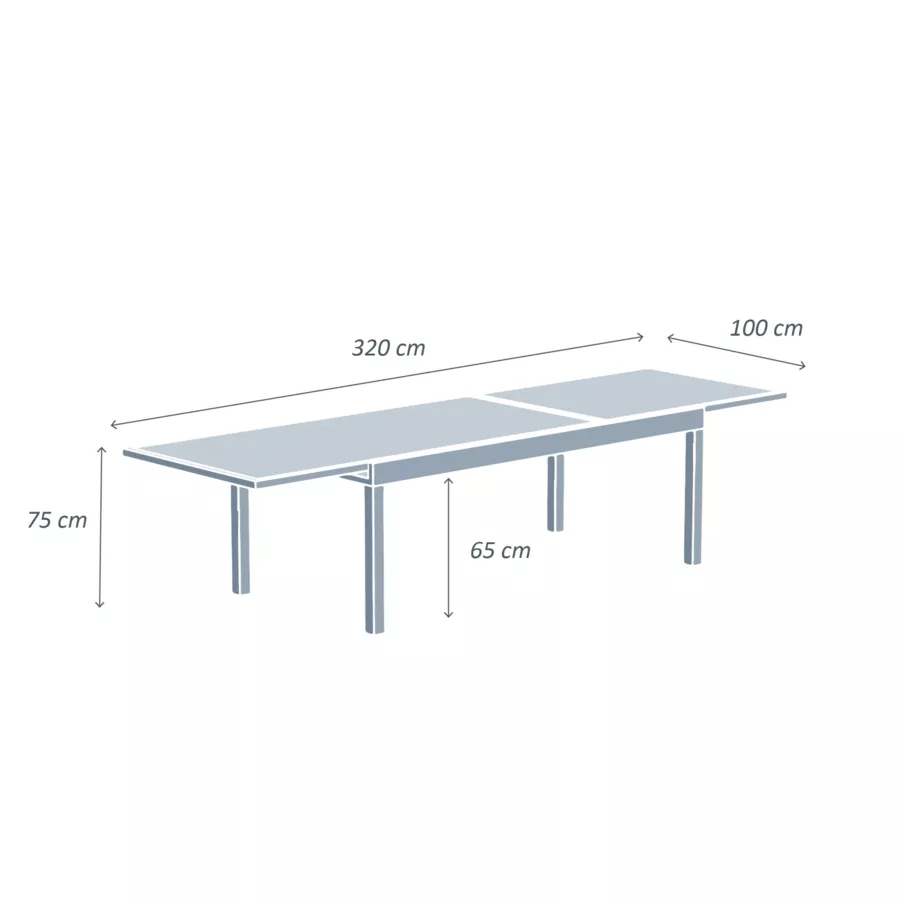Gartentisch ausziehbar Murano Glas bis zu 12 Pers. (200/320 x 100 cm) Murano Petrolblau