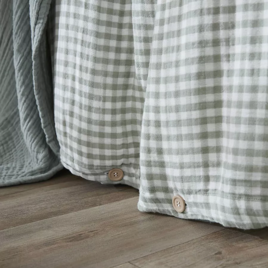 Housse de couette gaze de coton (240 x 220 cm) Vickie Vert eucalyptus