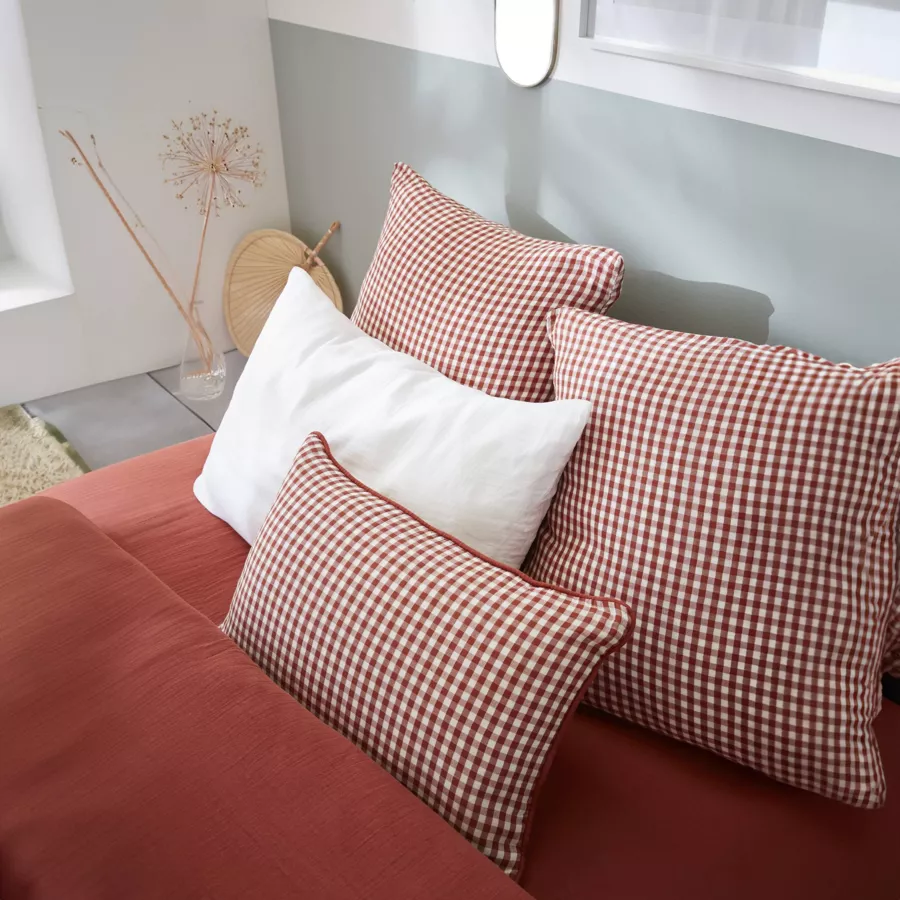 Coussin rectangulaire gaze de coton (40 x 60 cm) Vickie Terracotta