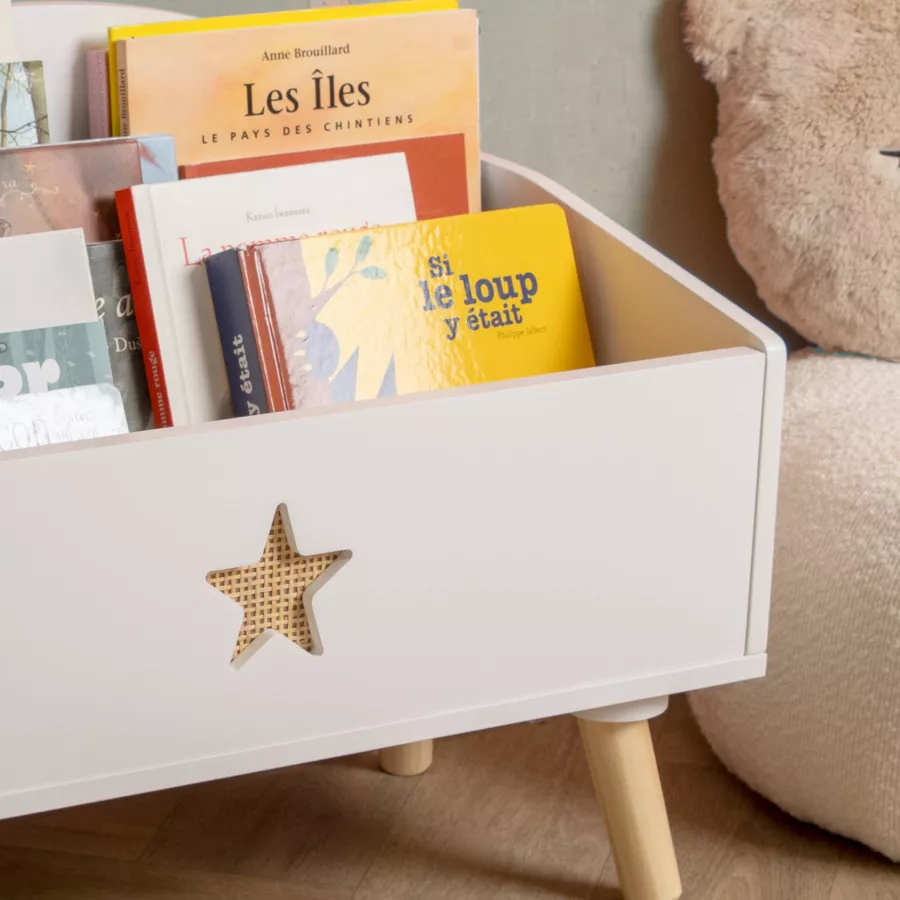 Spielzeugkiste Kinderzimmer Holz (H44 cm) Stars Weiß